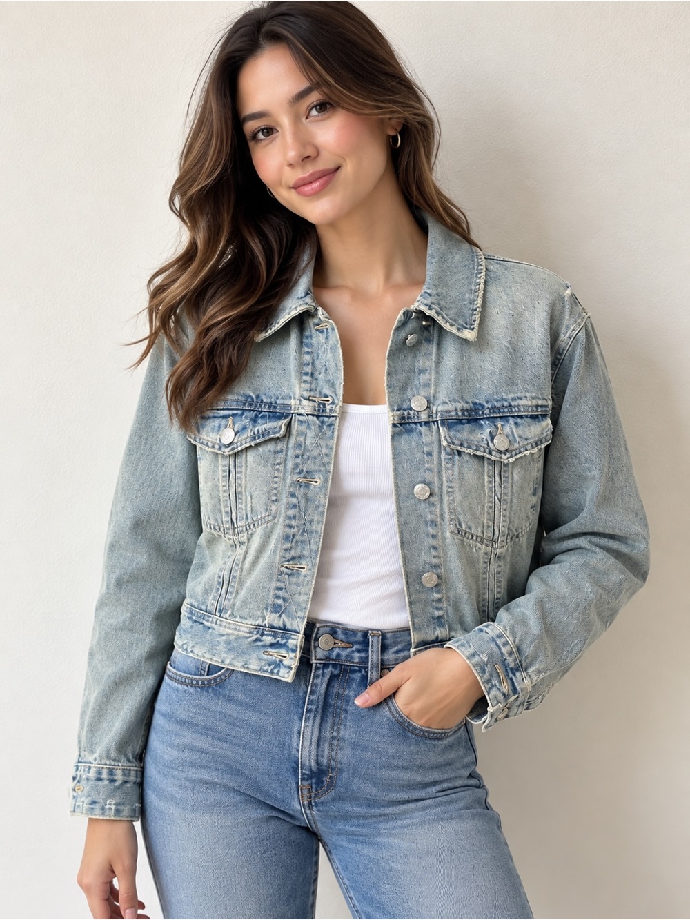 Zara Light Blue Washed Denim Jacket